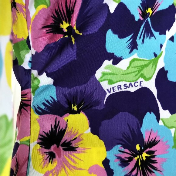 Gianni Versace  Logo St. Tropez Multicolor Floral Mini Dress 4 - Picture 4 of 11